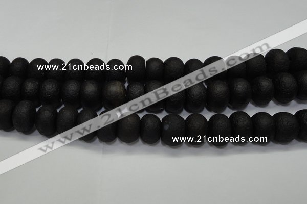 CAG6749 15 inches 12*16mm rondelle black pilates agate beads