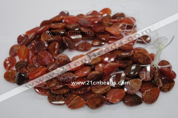 CAG675 15.5 inch 18*25mm faceted teardrop twisted natural fire agate beads