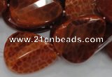 CAG676 15.5 inch 23*30mm faceted teardrop twisted natural fire agate beads