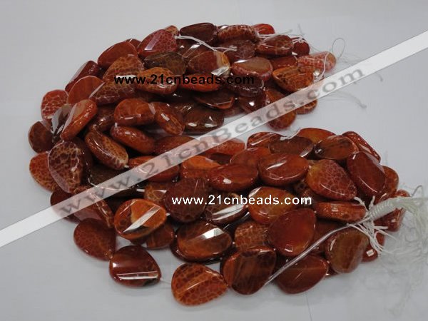 CAG676 15.5 inch 23*30mm faceted teardrop twisted natural fire agate beads