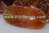 CAG681 15.5 inches 25*50mm faceted freeform natural fire agate beads