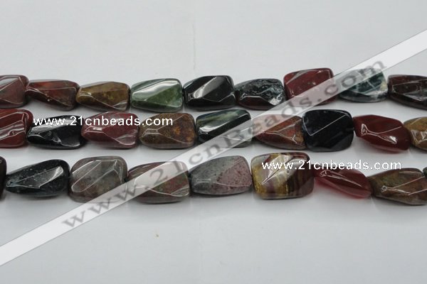 CAG6814 15.5 inches 16*22mm faceted & twisted rectangle Indian agate beads