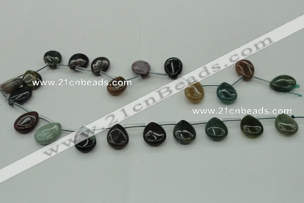 CAG6841 Top drilled 13*18mm flat teardrop Indian agate beads