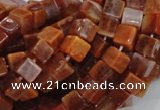 CAG686 15.5 inches 6*6mm cube natural fire agate beads wholesale