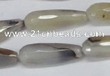 CAG6890 15.5 inches 10*30mm faceted teardrop line agate beads