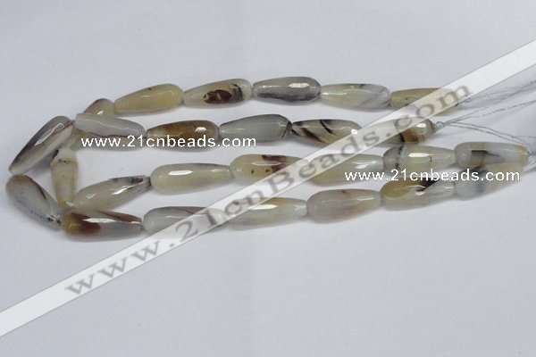 CAG6890 15.5 inches 10*30mm faceted teardrop line agate beads