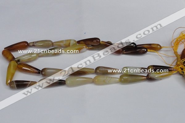 CAG6891 15.5 inches 10*30mm faceted teardrop line agate beads