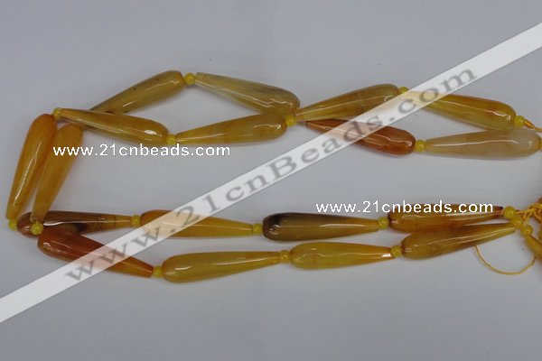 CAG6900 15.5 inches 10*40mm faceted teardrop line agate beads