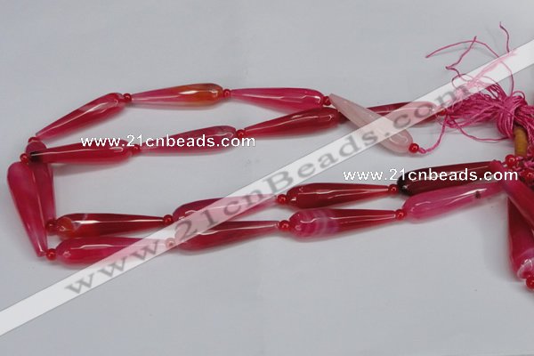 CAG6903 15.5 inches 10*40mm faceted teardrop line agate beads