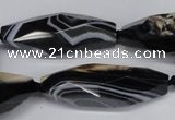 CAG6910 15.5 inches 13*40mm - 15*45mm faceted rice line agate beads