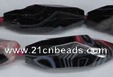 CAG6911 15.5 inches 13*40mm - 15*45mm faceted rice line agate beads