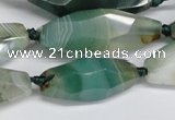 CAG6912 15.5 inches 13*35mm - 15*45mm faceted rice line agate beads