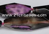 CAG6915 15.5 inches 18*65mm faceted rice line agate beads