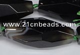 CAG6916 15.5 inches 18*65mm faceted rice line agate beads