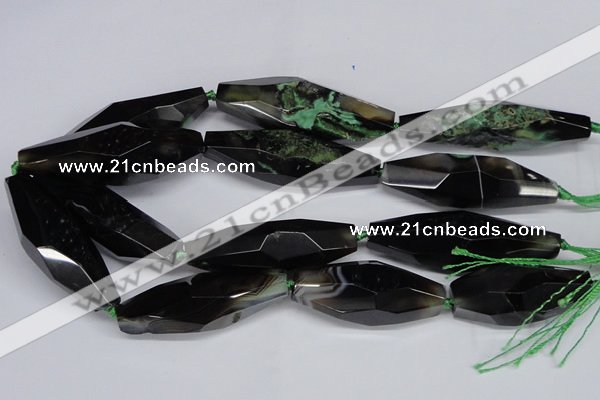 CAG6916 15.5 inches 18*65mm faceted rice line agate beads