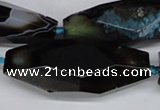 CAG6917 15.5 inches 18*65mm faceted rice line agate beads