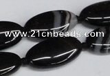 CAG6920 15.5 inches 15*30mm oval black line agate beads