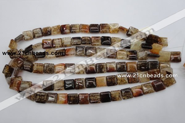 CAG693 15.5 inches 12*12mm square dragon veins agate beads