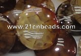 CAG694 15.5 inches 30mm flat round dragon veins agate beads