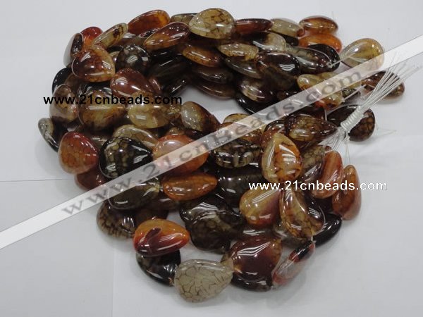 CAG695 15.5 inches 25*32mm flat teardrop dragon veins agate beads