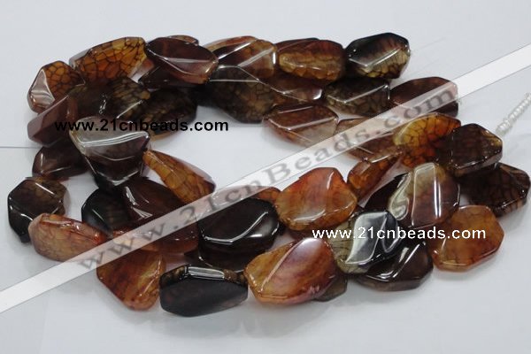 CAG696 15.5 inches 22*32mm twisted freeform dragon veins agate beads