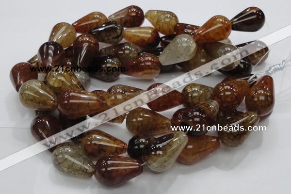 CAG698 15.5 inches 20*30mm teardrop dragon veins agate beads