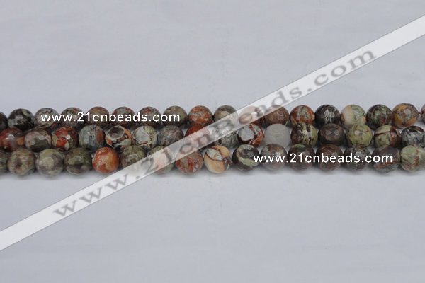 CAG7012 15.5 inches 8mm faceted round ocean agate gemstone beads