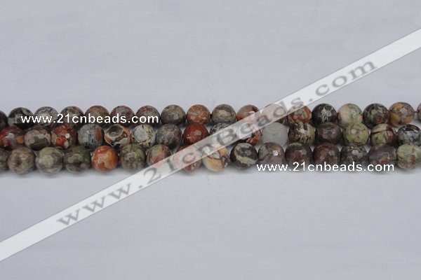 CAG7013 15.5 inches 10mm faceted round ocean agate gemstone beads