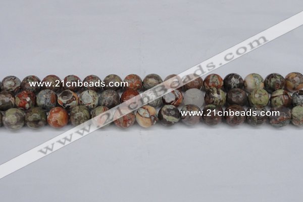 CAG7014 15.5 inches 12mm faceted round ocean agate gemstone beads