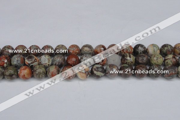 CAG7015 15.5 inches 14mm faceted round ocean agate gemstone beads