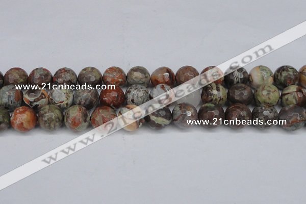 CAG7016 15.5 inches 16mm faceted round ocean agate gemstone beads