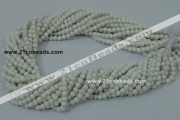 CAG704 15.5 inches 4mm round white agate gemstone beads wholesale