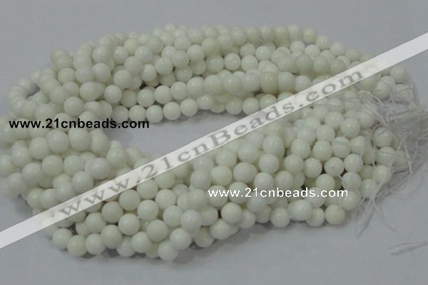 CAG706 15.5 inches 8mm round white agate gemstone beads wholesale