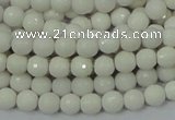 CAG710 15.5 inches 6mm faceted round white agate gemstone beads