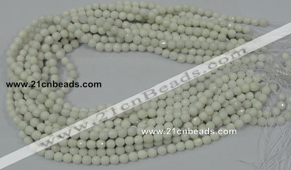 CAG710 15.5 inches 6mm faceted round white agate gemstone beads