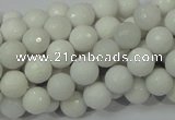 CAG711 15.5 inches 8mm faceted round white agate gemstone beads