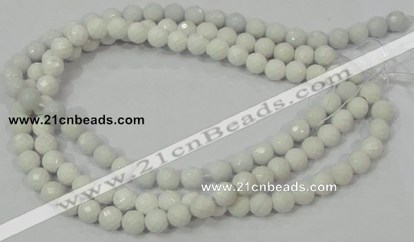 CAG712 15.5 inches 10mm faceted round white agate gemstone beads