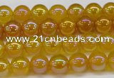 CAG7120 15.5 inches 4mm round AB-color yellow agate gemstone beads