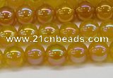 CAG7121 15.5 inches 6mm round AB-color yellow agate gemstone beads