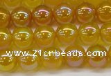 CAG7122 15.5 inches 8mm round AB-color yellow agate gemstone beads