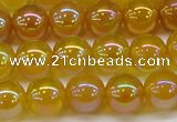 CAG7123 15.5 inches 10mm round AB-color yellow agate gemstone beads