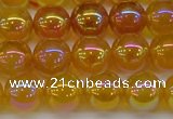 CAG7124 15.5 inches 12mm round AB-color yellow agate gemstone beads