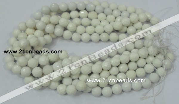 CAG713 15.5 inches 12mm faceted round white agate gemstone beads