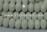 CAG715 15.5 inches 6*10mm faceted rondelle white agate gemstone beads