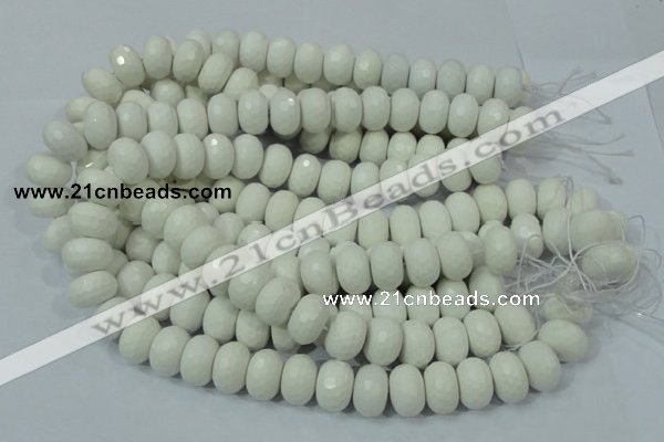 CAG716 15.5 inches 12*18mm faceted rondelle white agate gemstone beads