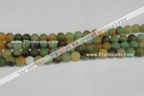 CAG7169 15.5 inches 10mm round matte rainbow agate gemstone beads