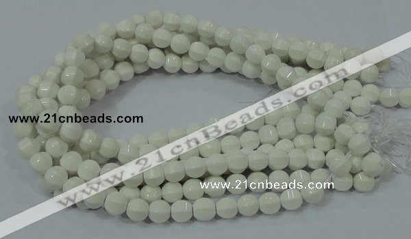 CAG717 15.5 inches 10mm pumpkin shape white agate gemstone beads