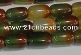 CAG7176 15.5 inches 10*14mm drum rainbow agate gemstone beads