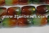 CAG7179 15.5 inches 10*14mm faceted drum rainbow agate gemstone beads