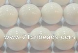 CAG7182 15.5 inches 14mm round white agate gemstone beads